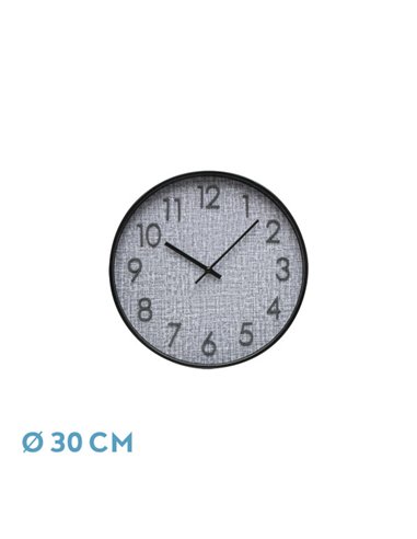 Reloj De Pared Higueron Negro/gris 30x30x0,6 Cm Movimiento Continuo