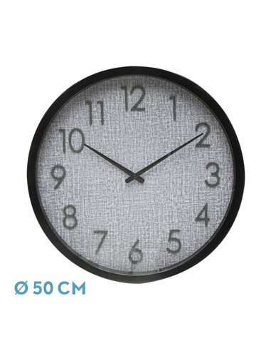 Reloj De Pared Higueron Negro/gris 50x50x2 Cm Movimiento Continuo