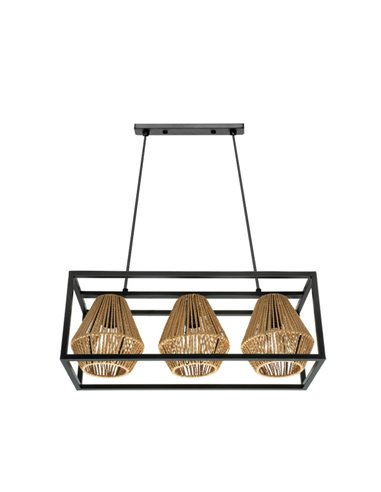 Lampara Tutti Negro/natural 3xe27 Regx53x20,5 Cm Rattan