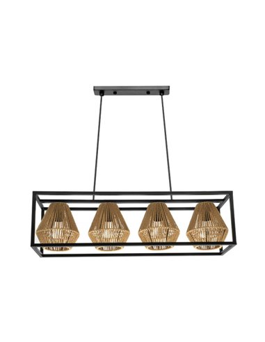 Lampara Tutti Negro/natural 4xe27 Regx75x20,5 Cm Rattan