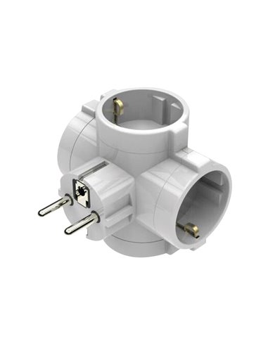 Adaptador 4 salidas BLANCO - 3680W, 16A, protección niños