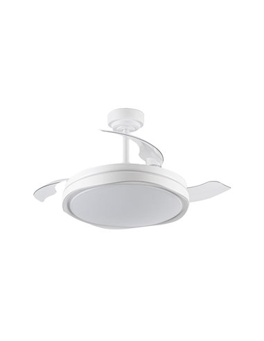 Ventilador LED aspas retráctiles Oku Blanco 72W 7920Lm CCT