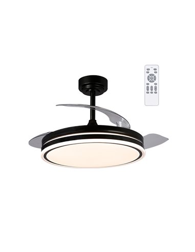 Ventilador LED aspas plegables Moss Negro 72W 7920Lm CCT Dim