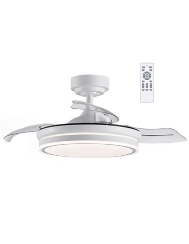 Ventilador LED aspas plegables Moss Mini Blanco 46W 5520Lm CCT Dim