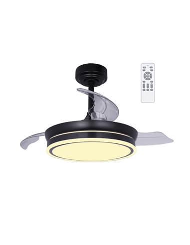 Ventilador LED aspas plegables Moss Mini Negro 46W 5520Lm CCT Dim