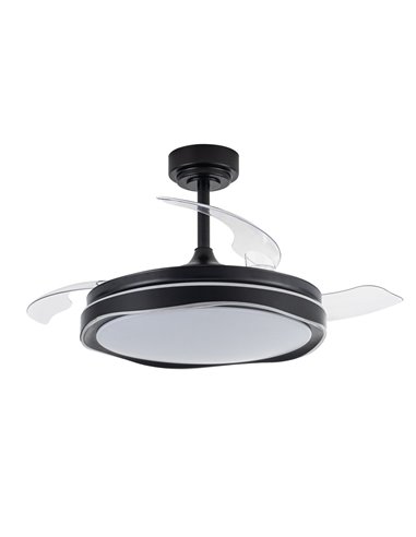 Ventilador LED aspas retráctiles Oku Negro 72W 7920Lm CCT