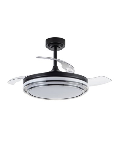 Ventilador LED aspas retráctiles Lander Negro 72W 7920Lm CCT