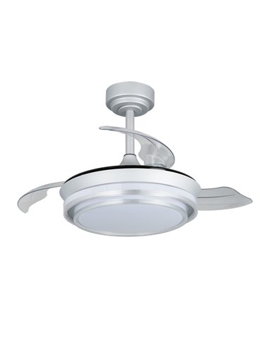 Ventilador LED aspas retráctiles Lander Mini Plata 46W 5520 Lm CCT