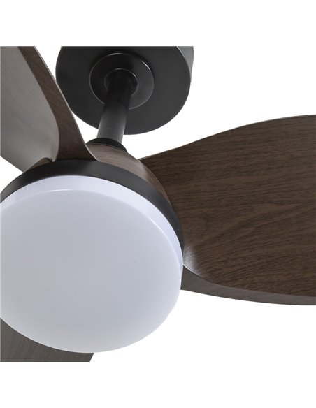 Ventilador LED Byan Mini Negro+Madera 18W 2000Lm CCT Dim