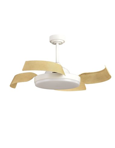 Ventilador de techo LED Batán Blanco+Madera 35W 3200lm CCT Smart