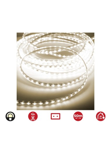 Bande LED 50m 60 leds/m 4,2w/m blanc chaud 3200k ip44 EDM 220-240v