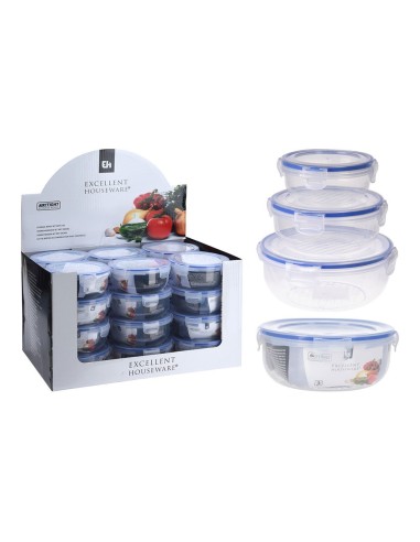 Pack of 3 airtight plastic lunch boxes 1400ml, 800ml, 400ml EXCELLENT HOUSEWARE 024000670