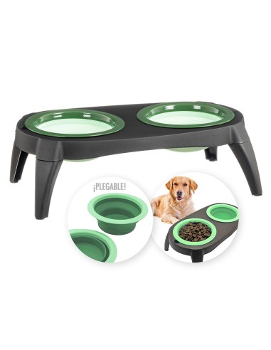 Comedouro para animais de estimação com tigelas de silicone 39x21x13 cm CAISON