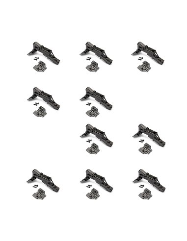 Emuca Lote de 10 bisagras rectas X91 apertura 165 grados con cierre suave y suplementos Euro, Altura 0, Acero, Titanio