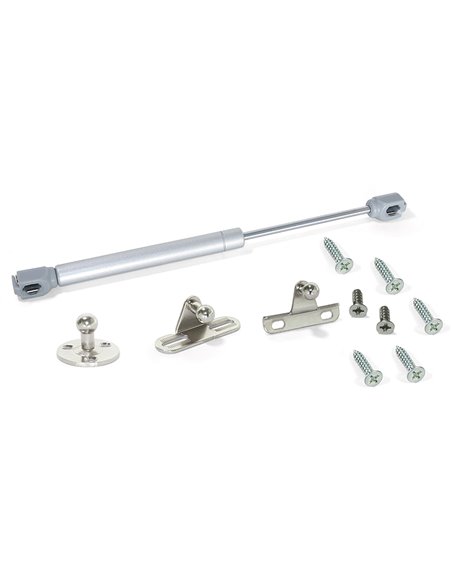 Emuca Lote de 10 pistões para portas elevatórias H, 8kg, curso 80mm, com ganchos, Aço e Plástico, Cinza metálico EMUCA - 2