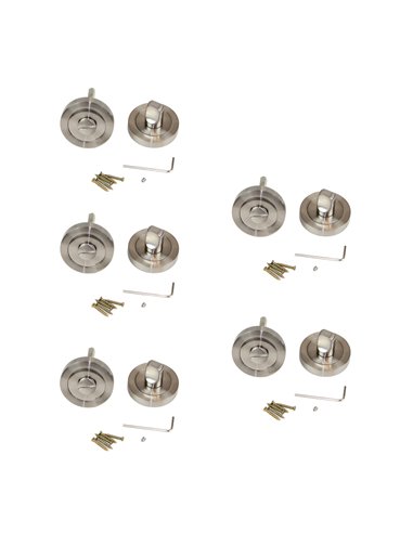 Emuca Serrure avec rosace ronde pour portes intérieures, diamètre 50 mm, zamak, nickel satiné, 5 pcs