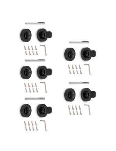 Emuca Lock set with round rose for internal doors, diameter 35 mm, zamak, black, 5 pcs