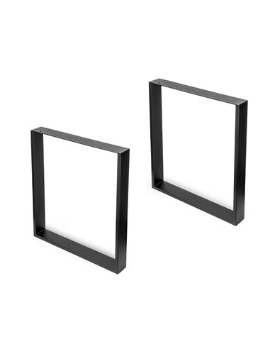 Emuca Set de deux pieds de table rectangulaires, largeur 600 mm, peints en noir