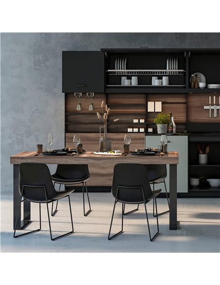 Emuca Juego de patas rectangulares Square para mesa, ancho 800mm, Acero, Pintado negro