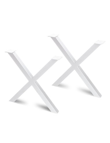 Emuca Set de deux pieds croisés pour table, hauteur 695 mm, peint en blanc