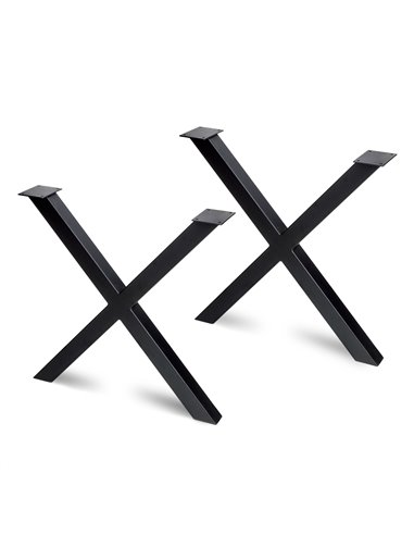 Emuca Set de deux pieds croisés pour table, hauteur 695 mm, peint en noir