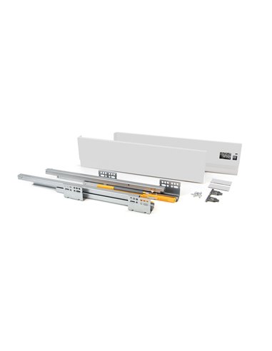 Emuca Kit de tiroir pour cuisine Concept, hauteur 138 mm, prof. 400 mm, fermeture amortie, Acier, Blanc