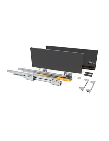 Emuca Kit cassetto per cucina Concept, altezza 185 mm, prof. 300 mm, chiusura soft, Acciaio, Grigio antracite