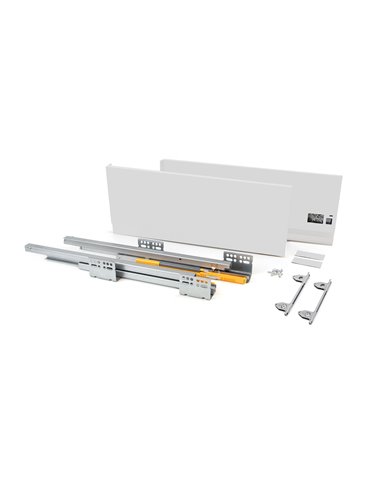 Emuca Kit de tiroir pour cuisine Concept, hauteur 185 mm, prof. 450 mm, fermeture amortie, Acier, Blanc