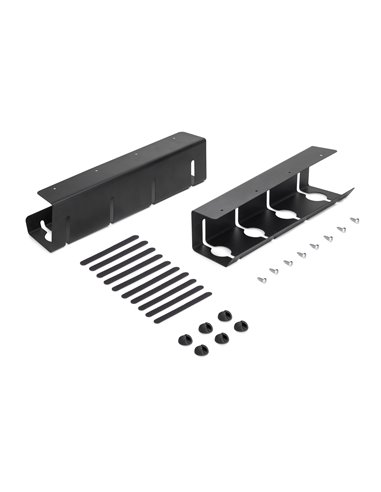 Emuca Lote de 2 bandejas organizadoras de cables para debajo de la mesa, Largo 430 mm, Acero, Pintado negro