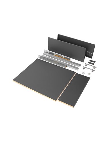 Emuca Kit de cajón para cocina o baño Vertex de altura 178mm con tableros incluidos, módulo 450mm, Gris antracita