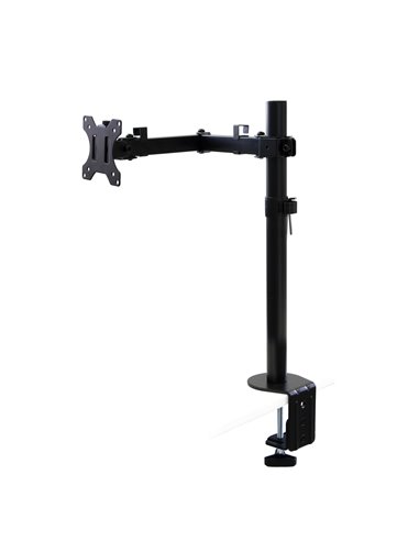 Emuca Soportes de monitor para mesa inclinables y giratorios 360, Simple, Acero, Pintado negro