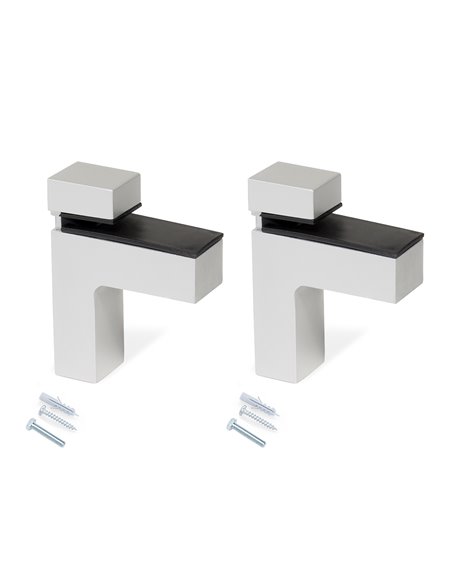 Emuca Staffe per mensola in legno/vetro, spessore 4-38 mm, Plastica e zama, Grigio metallizzato, 2 u.