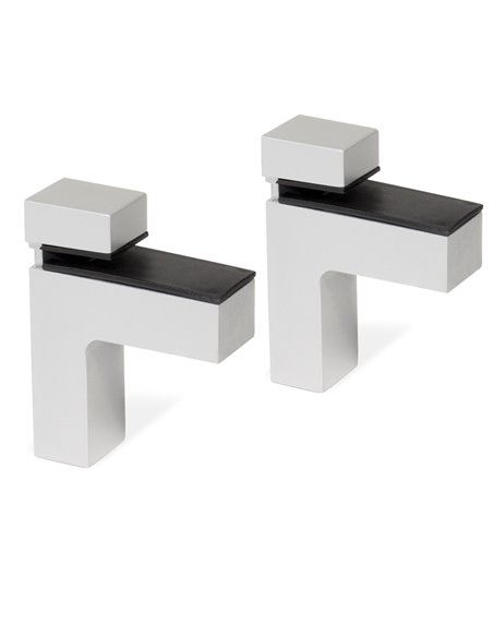 Emuca Staffe per mensola in legno/vetro, spessore 4-38 mm, Plastica e zama, Grigio metallizzato, 2 u.