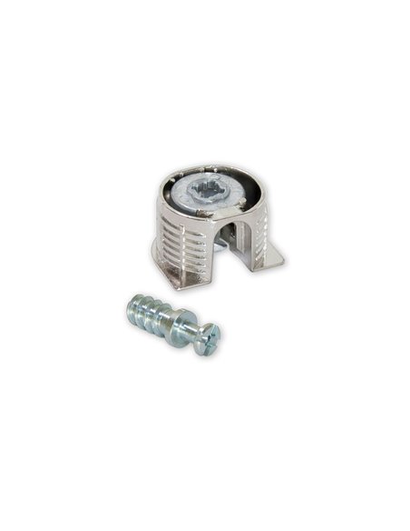 Emuca Lote de 20 enganches y pernos para la fijación estantes, Enganches diámetro 20mm, 12.5mm, Pernos diámetro 6mm, 8mm, Zamak 