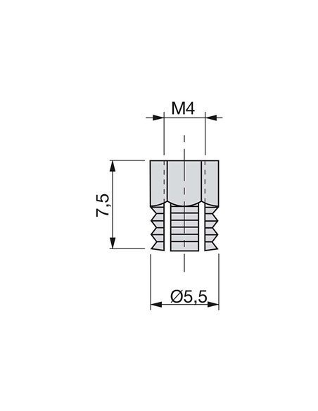 Emuca Ausdehnbare Mutter, M4, D. 5.5 mm, Messing, 100 St.