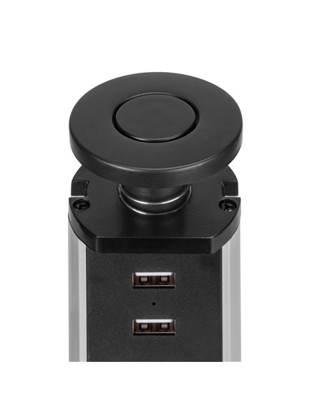 Emuca Multiconnettore estraibile Vertikal, EU, Verniciato nero, Tecnoplastica e Alluminio, 1 u.