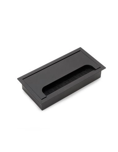 Emuca Pasacables para mesa Quadrum, rectangular, 159x80mm, para encastrar, Aluminio, Pintado negro