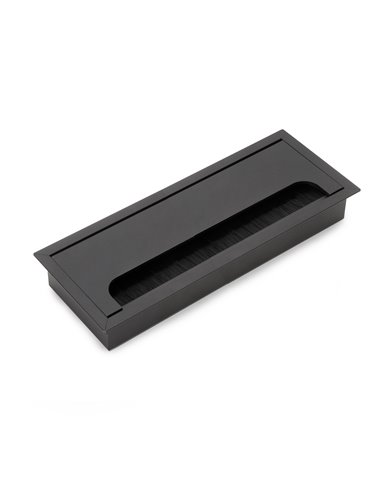 Emuca Pasacables para mesa Quadrum, rectangular, 269x80mm, para encastrar, Aluminio, Pintado negro