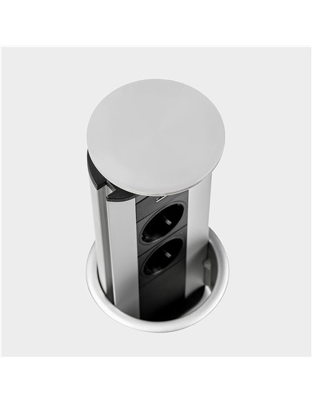 Emuca Multiconnettore Port USB, Anodizzato opaco, Tecnoplastica e Alluminio, 1 u.
