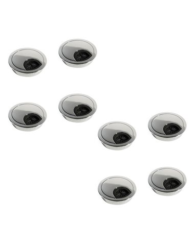 Emuca Cable grommet, round, D. 60 mm, for embedding, Zamak, Chrome, 8 pcs.