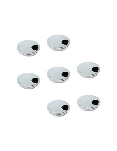 Emuca Cable grommet, round, D. 80 mm, for embedding, Zamak, Chrome, 7 pcs.