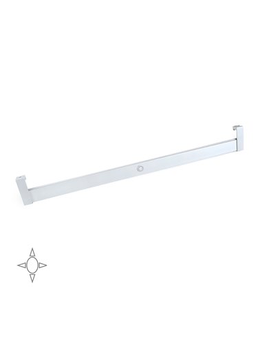 Emuca Hanging wardrobe bar with LED light, adjustable 408-558 mm, 2,6 W-12V DC, motion sensor, Natural White light, Aluminium, M