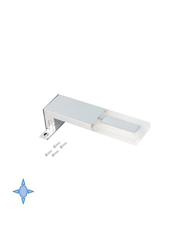 Emuca Applique LED pour miroir de salle de bain, 40 mm, IP44, Lumière blanc froid, Aluminium et plastique, Chromé