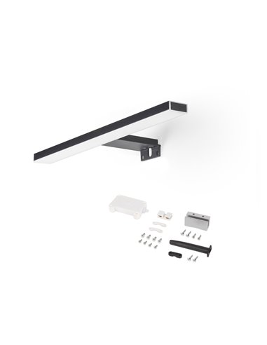 Spot LED Emuca pour miroir de salle de bain Leo, IP44, 280 mm, Plastique, Peint en noir