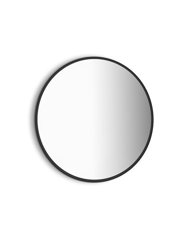 Emuca Zeus mirror with LED decorative lighting and black frame, diameter 80 cm, AC 230V 50Hz, 12 W, Aluminium and Glass, 1 ut