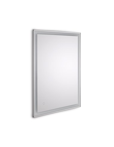 Emuca Espejo de baño Heracles con iluminación LED frontal y decorativa, AC 230V 50Hz, 34W, Plástico y Cristal