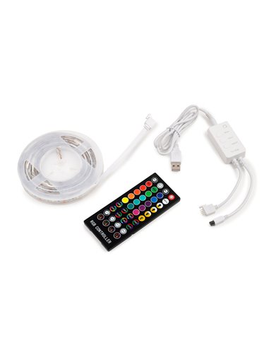 Emuca Kit de bande LED Octans RGB avec télécommande et contrôle WIFI via APP (5V DC), 4 x 0,5 m, Plastique, 1 ut.