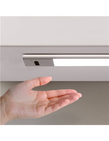 Emuca Luminaria LED Kaus ricaricabile tramite usb e con sensore switch, L 240 mm, Anodizzato opaco, Tecnoplastica e Alluminio