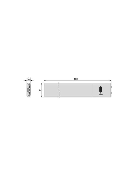 Emuca LED-Einbauleuchte Kaus USB Aufladbar mit switch, L 400 mm, Matt eloxiert, Kunststoff und Aluminium