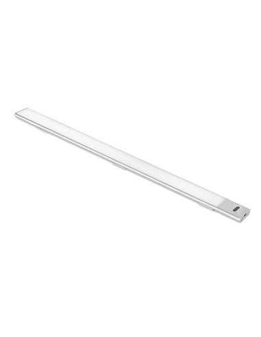 Emuca Luminaria LED Kaus ricaricabile tramite usb e con sensore switch, L 600 mm, Anodizzato opaco, Tecnoplastica e Alluminio